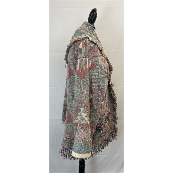 Classics Simply Country Wytheville VA Aztec Theme Vintage Coat OSFA Fringe Chrty - Picture 4 of 11